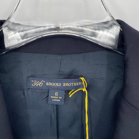 Women’s Brooks Brothers 346 Navy Blue Blazer sz 6 Classic Navy 3 Button Wool - Picture 5 of 12